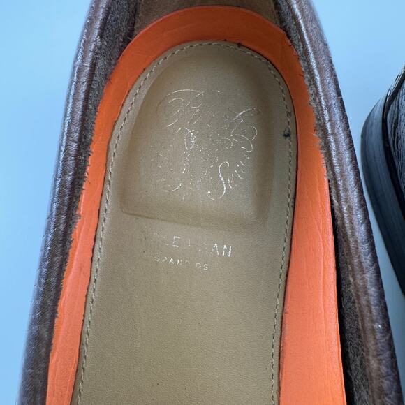 Cole Haan Grand o's Maine Pinch Mens Brown Pebbled Leather Penny Loafers US 8.5 - Picture 6 of 9